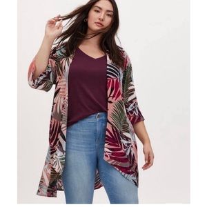 Torrid tropical print crinkle gauze kimono/cardigan